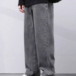 Men Straight Fit Mid Rise Grey Jeans