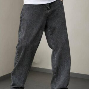 Men Loose Fit Mid Rise Grey Jeans