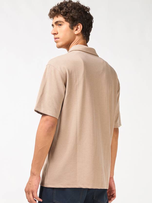 Men Oversized Fit Solid Spread Collar Casual Shirt - Image 5