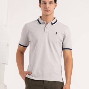 Men Solid Polo Neck Polycotton Grey T-Shirt